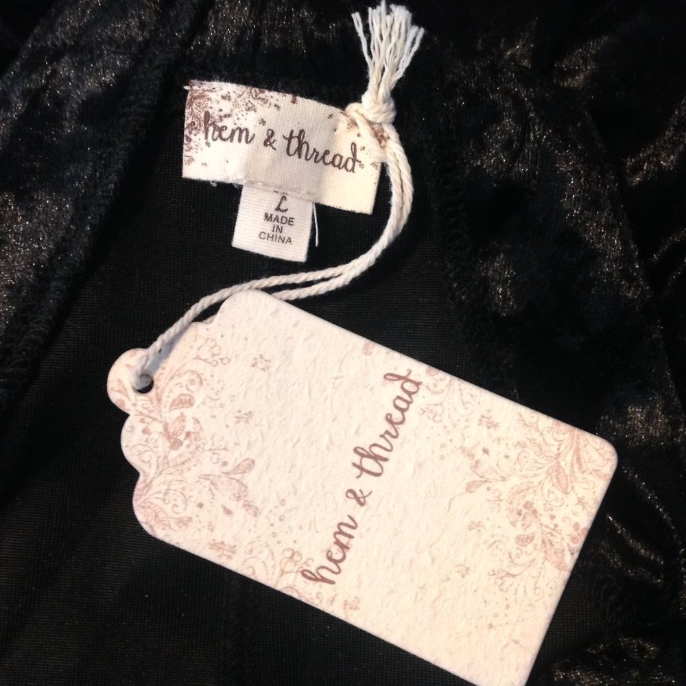 New Hem & Thread Stretch Velvet Velour Romper L - Picture 6 of 6